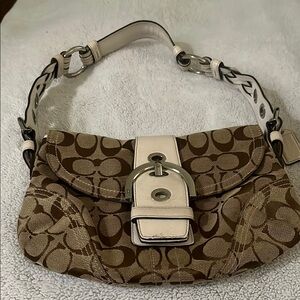 Coach Tan and Cream Shoulder Bag